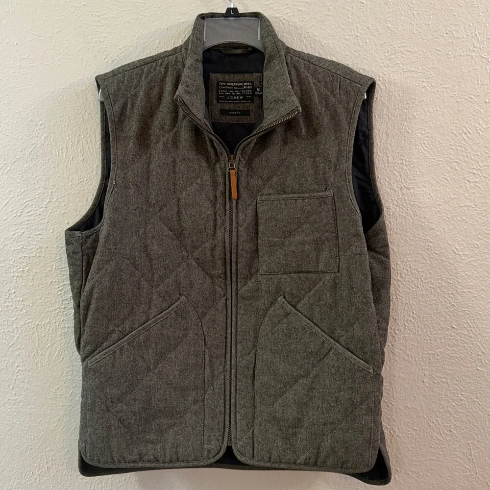 J Crew brownish gray tweed quilted vest